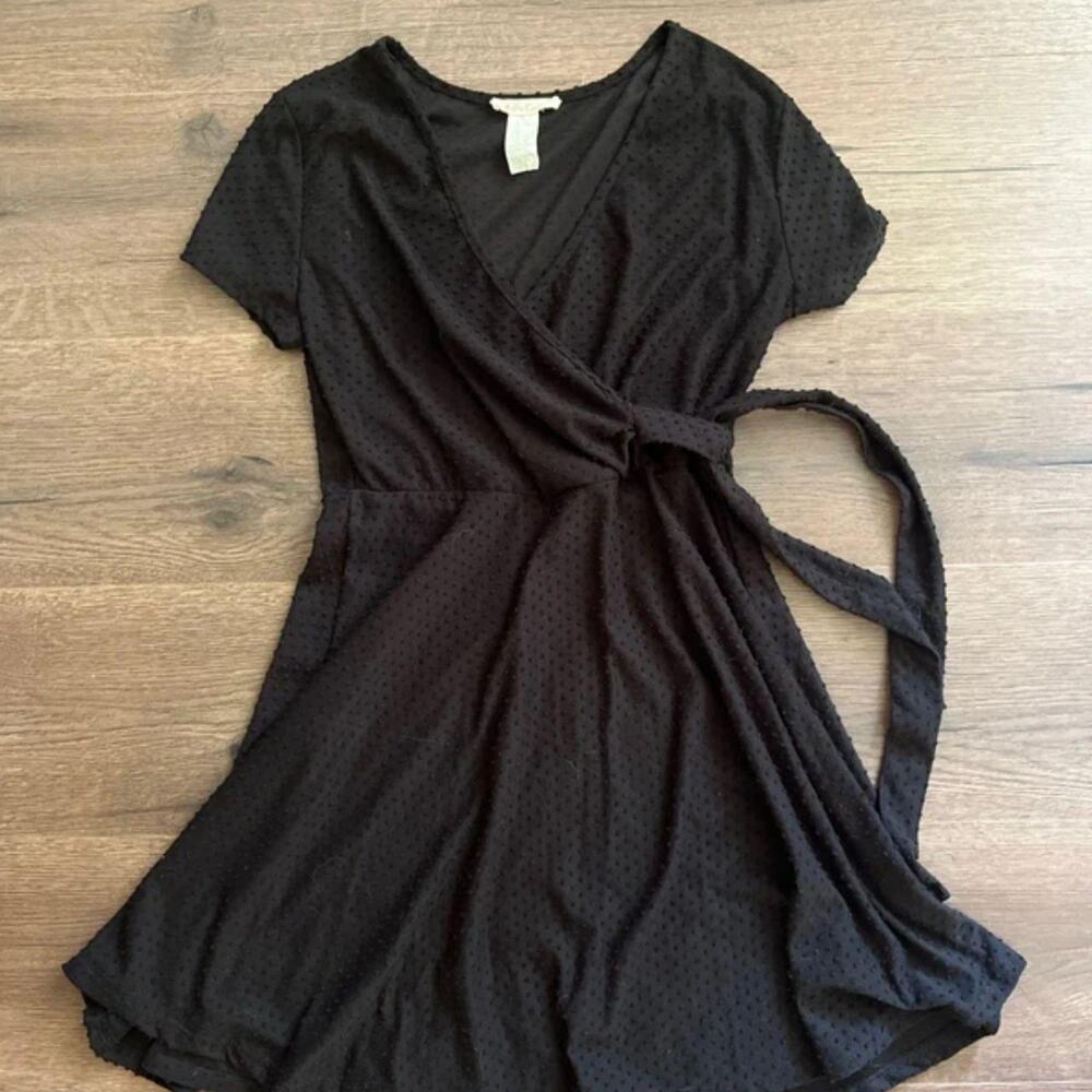 Black wrap mini dress date